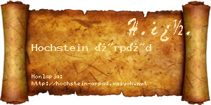 Hochstein Árpád névjegykártya